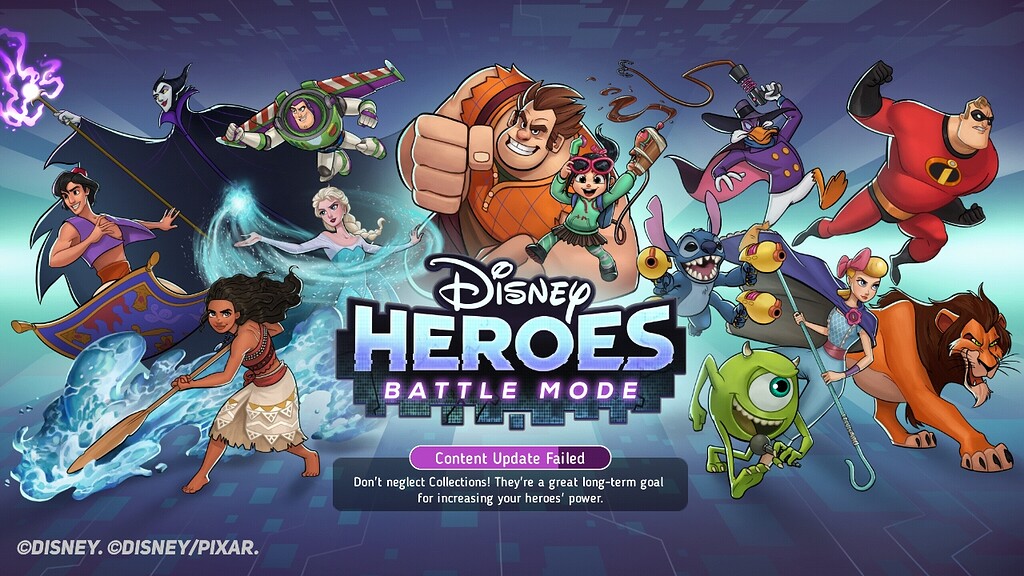 Game Keeps Breaking Content Update Failed Feedback Corner Disney Heroes Battle Mode