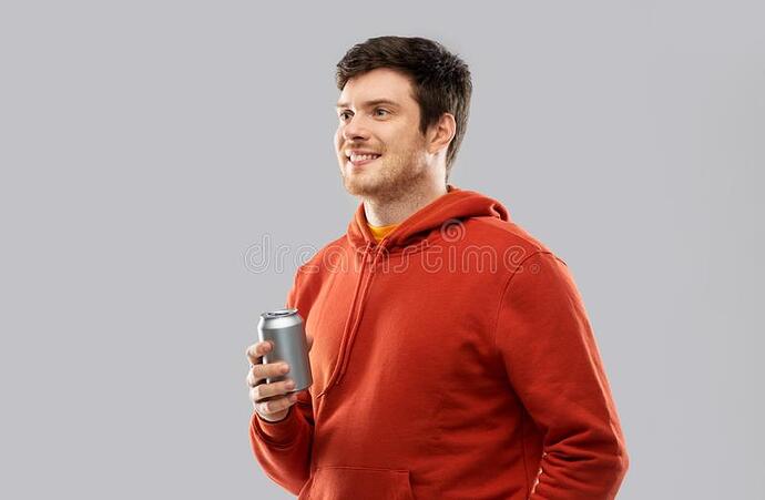happy-young-man-drinking-soda-tin-can-drinks-people-concept-red-hoodie-over-grey-background-141266713