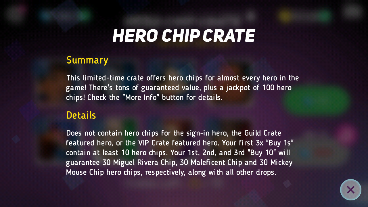 Hero chip crate clarity Feedback Corner Disney Heroes Battle Mode