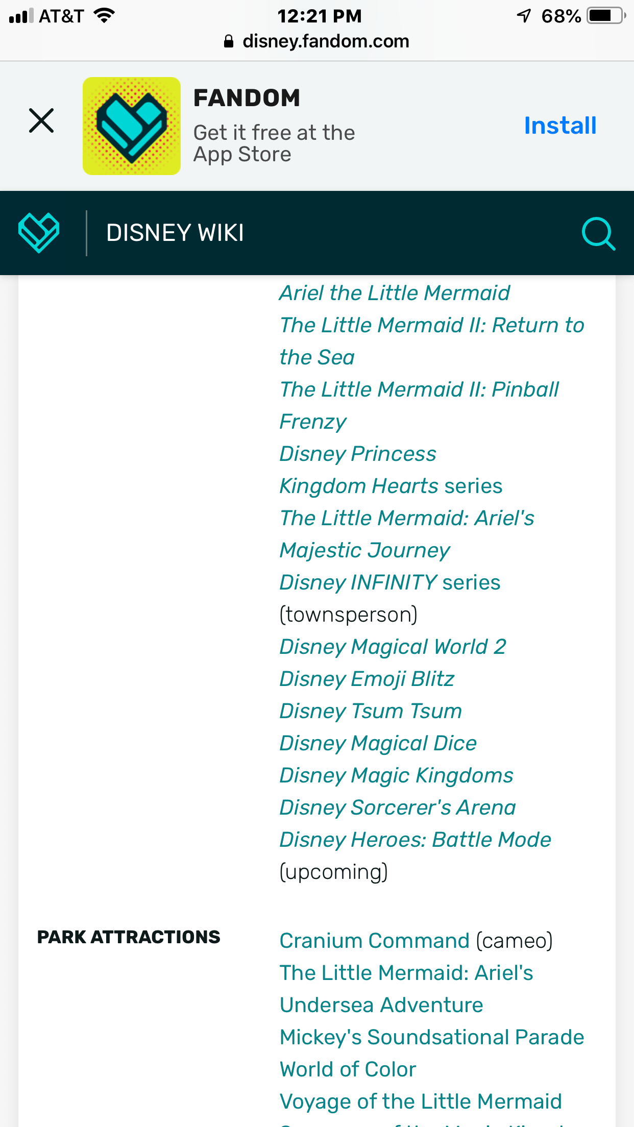 Ariel (Disney), Wiki Herois